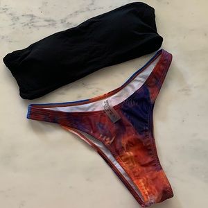 Bandeau Tube Top&High Cut Tie Dye Bikini Panty